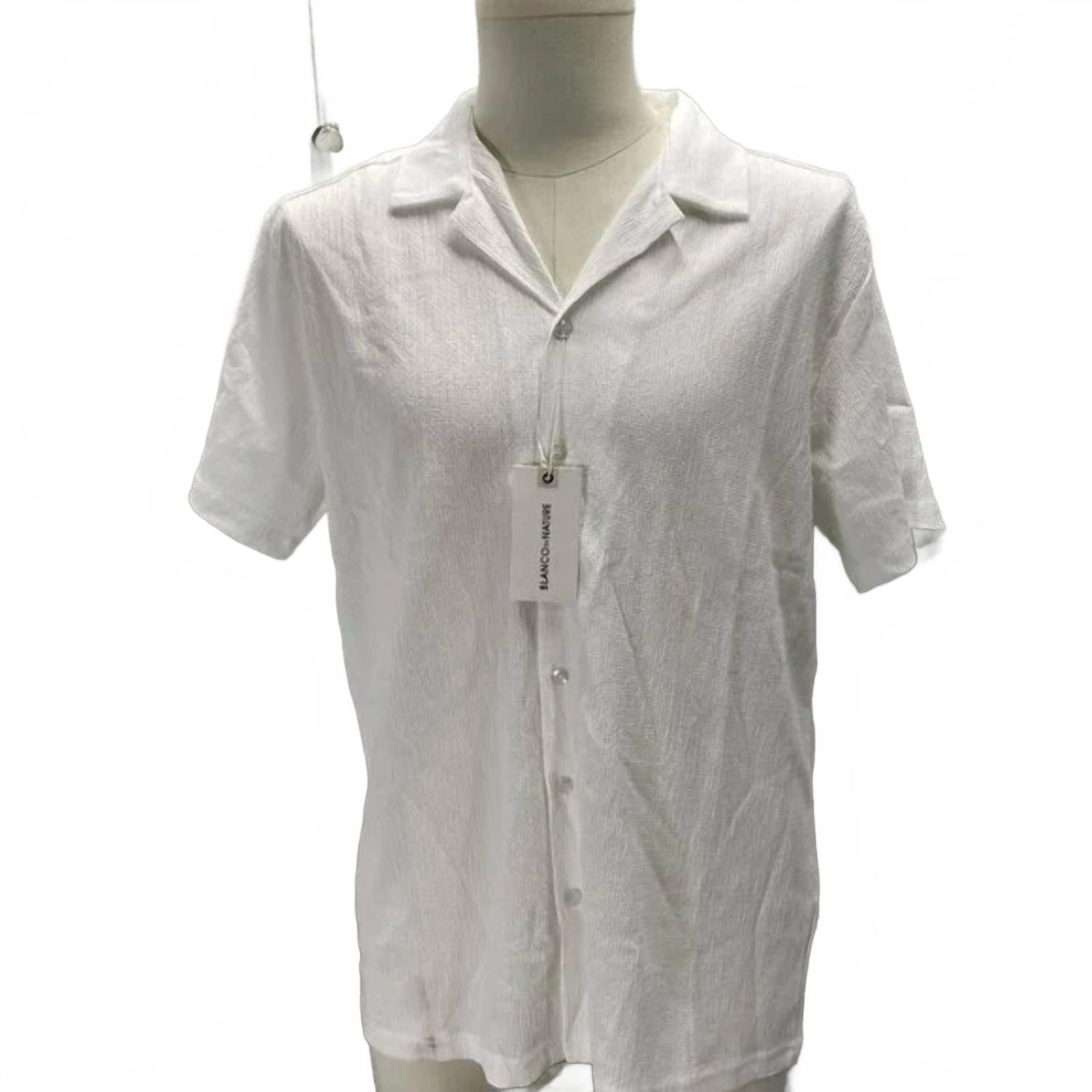 New Blanco By Nature Men’s Textured Cotton Button Shirt In White